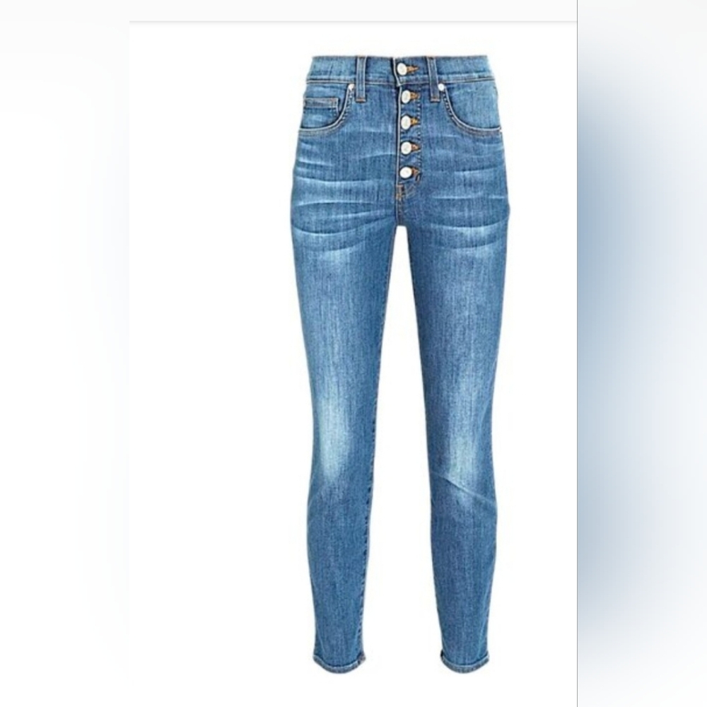 Veronica Beard Blue High-Waisted Button-Fly Jeans Size 26/2 - Picture 2 of 7